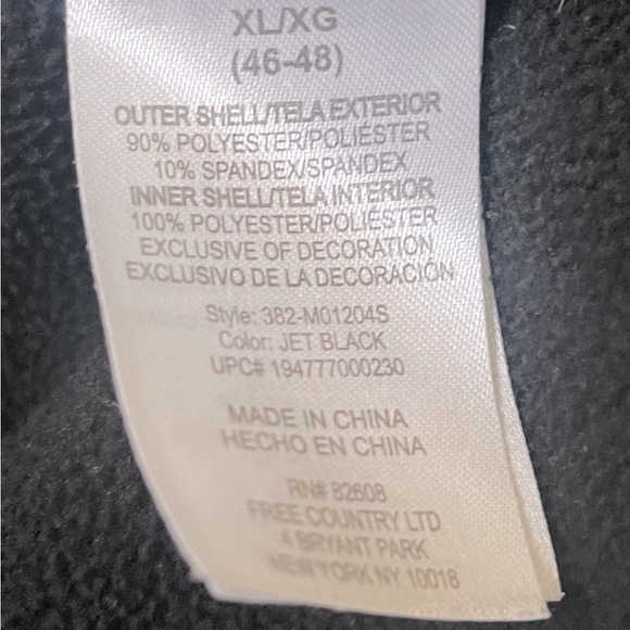 Free Country Water Resistant Zipper Up Fall Winter Jacket Black Color Size XL - Picture 14 of 14